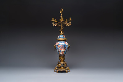 A large gilt-bronze-mounted Japanese Imari vase adapted as candelabra, 19th C.