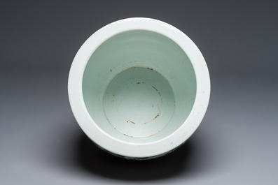 A Chinese famille verte 'Birds among Flowering Branches' fish bowl or jardini&egrave;re, 19th C.