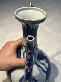 A Chinese blue and white 'Magic Fountain' ewer, heaven ☰ mark, Jiajing