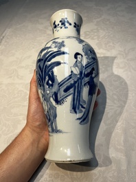 A Chinese blue and white 'Elegant Beauties' vase, Jiajing mark, Kangxi