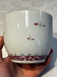 Five Chinese famille rose wares with floral design, Qianlong and Hongxian marks, Republic