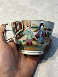 A Chinese Canton famille rose 20-piece tea service with figural design, 19th C.