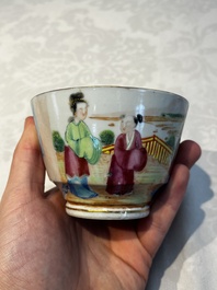 A Chinese Canton famille rose 20-piece tea service with figural design, 19th C.