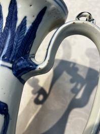 A Chinese blue and white 'Magic Fountain' ewer, heaven ☰ mark, Jiajing