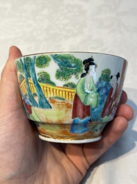 A Chinese Canton famille rose 20-piece tea service with figural design, 19th C.