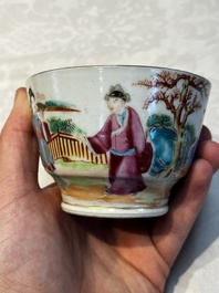 A Chinese Canton famille rose 20-piece tea service with figural design, 19th C.
