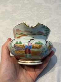 A Chinese Canton famille rose 20-piece tea service with figural design, 19th C.