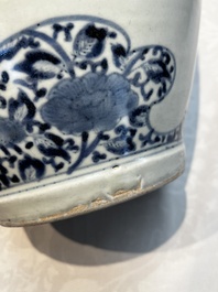 A pair of unusual Japanese Arita blue and white 'Unfinished' vases, Edo, 17/18th C.