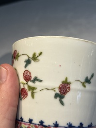 Five Chinese famille rose wares with floral design, Qianlong and Hongxian marks, Republic