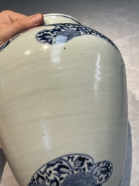 A pair of unusual Japanese Arita blue and white 'Unfinished' vases, Edo, 17/18th C.
