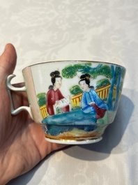A Chinese Canton famille rose 20-piece tea service with figural design, 19th C.