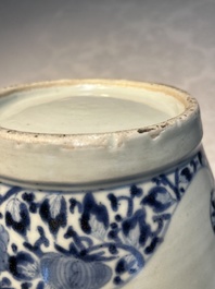A pair of unusual Japanese Arita blue and white 'Unfinished' vases, Edo, 17/18th C.