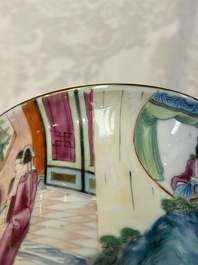 A Chinese Canton famille rose 20-piece tea service with figural design, 19th C.