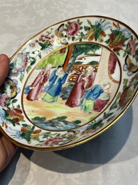 A Chinese Canton famille rose 20-piece tea service with figural design, 19th C.