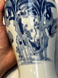 A Chinese blue and white 'Elegant Beauties' vase, Jiajing mark, Kangxi