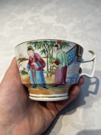 A Chinese Canton famille rose 20-piece tea service with figural design, 19th C.