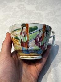 A Chinese Canton famille rose 20-piece tea service with figural design, 19th C.