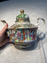 A Chinese Canton famille rose 20-piece tea service with figural design, 19th C.