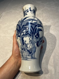 A Chinese blue and white 'Elegant Beauties' vase, Jiajing mark, Kangxi