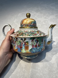 A Chinese Canton famille rose 20-piece tea service with figural design, 19th C.