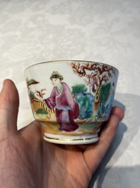 A Chinese Canton famille rose 20-piece tea service with figural design, 19th C.