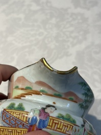 A Chinese Canton famille rose 20-piece tea service with figural design, 19th C.