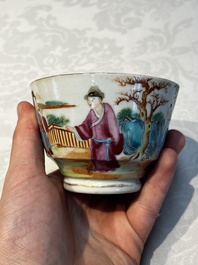 A Chinese Canton famille rose 20-piece tea service with figural design, 19th C.