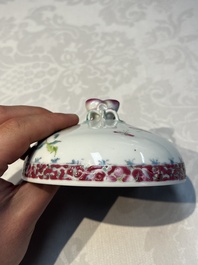 Five Chinese famille rose wares with floral design, Qianlong and Hongxian marks, Republic