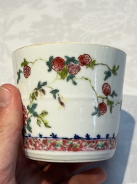 Five Chinese famille rose wares with floral design, Qianlong and Hongxian marks, Republic