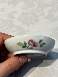 Five Chinese famille rose wares with floral design, Qianlong and Hongxian marks, Republic