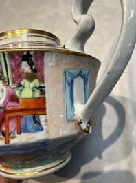 A Chinese Canton famille rose 20-piece tea service with figural design, 19th C.
