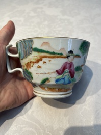 A Chinese Canton famille rose 20-piece tea service with figural design, 19th C.