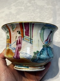 A Chinese Canton famille rose 20-piece tea service with figural design, 19th C.
