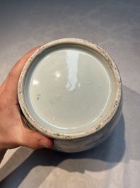A pair of unusual Japanese Arita blue and white 'Unfinished' vases, Edo, 17/18th C.