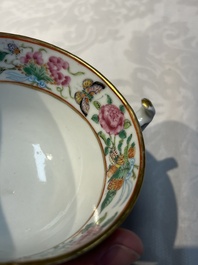 A Chinese Canton famille rose 20-piece tea service with figural design, 19th C.