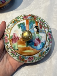 A Chinese Canton famille rose 20-piece tea service with figural design, 19th C.