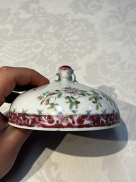 Five Chinese famille rose wares with floral design, Qianlong and Hongxian marks, Republic