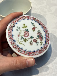 Five Chinese famille rose wares with floral design, Qianlong and Hongxian marks, Republic