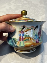 A Chinese Canton famille rose 20-piece tea service with figural design, 19th C.