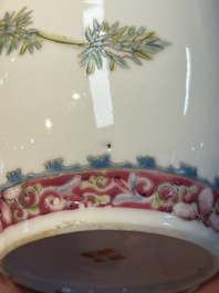 Five Chinese famille rose wares with floral design, Qianlong and Hongxian marks, Republic