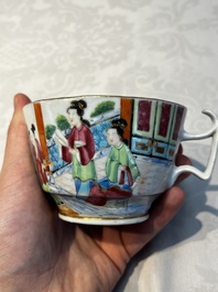 A Chinese Canton famille rose 20-piece tea service with figural design, 19th C.