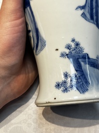 A Chinese blue and white 'Elegant Beauties' vase, Jiajing mark, Kangxi