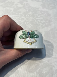 A Chinese famille verte 'Butterflies' water pot with relief design, Kangxi