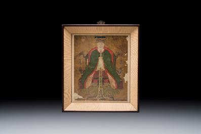 Korean school: 'Portrait of an Emperor', ink and colour on paper, Joseon, 18th C.