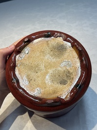 A Chinese flamb&eacute;-glazed bowl and a tripod censer, 19th C.