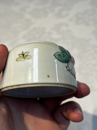 A Chinese famille verte 'Butterflies' water pot with relief design, Kangxi