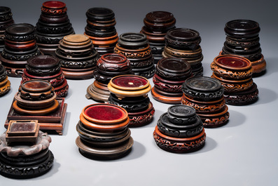 A collection of 111 Chinese wooden stands, 19/20th C.