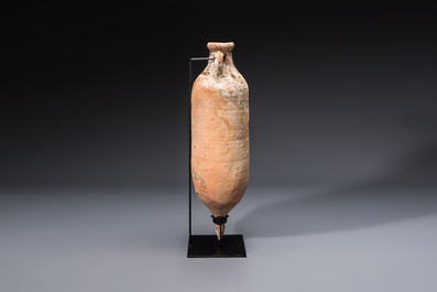A large Roman pottery wine or fish oil transport amphora with marine encrustation, North Africa, 4/5th C.