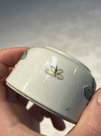 A Chinese famille verte 'Butterflies' water pot with relief design, Kangxi