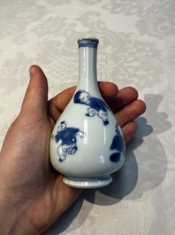 A Chinese blue and white 'Playing Boys' bottle vase, Kangxi